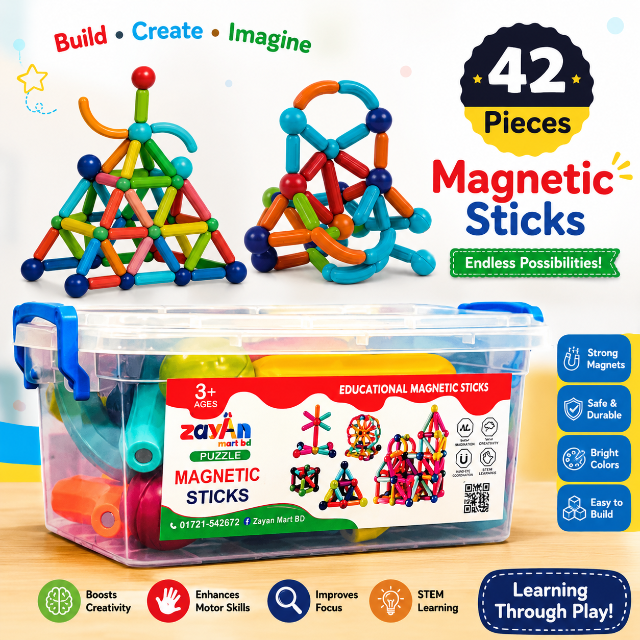 Zayan Magnetic Sticks 42 pieces